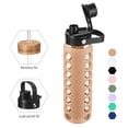 thumbnail image 5 of MUKOKO 32oz Glass Water Bottles, Motivational Water Tumbler with 2 Lids-Handle Spout Lid&Bamboo Straw Lid, Time Marker Reminder and Silicone Sleeve, Amber, 5 of 7