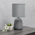 thumbnail image 4 of Simple Designs 10.04" Tall Ceramic Thimble Base Table Lamp with Matching Shade, Gray, 4 of 7