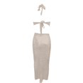 thumbnail image 7 of Womens Crochet Beach Cover Up Dress V-Neck Sleeveless Long Knit Halter Backless Bikini Wrap with Cut-Out, Summer Swimwear Cover Ups, 7 of 7