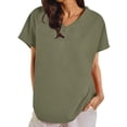 thumbnail image 1 of Blusas de Manga Corta para Mujeres, Moda Verano Cuello V Ocio Tres Cuartos de Manga Sólida para Toda la Temporada, 1 of 6