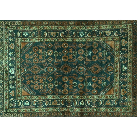 Ahgly Company Indoor Rectangle Persian Turquoise Blue Traditional Area Rugs, 5' x 8'