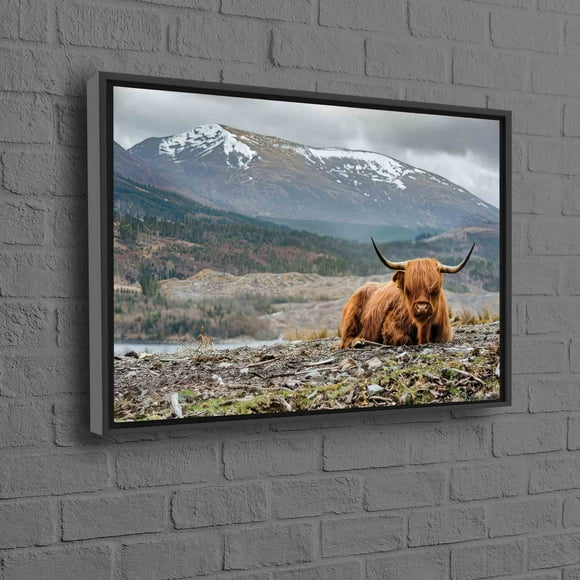 Personalized Highland Cow Farmhouse Canvas Art With Tropical Accents Ideal as a Unique Gift for Him or a Teacher