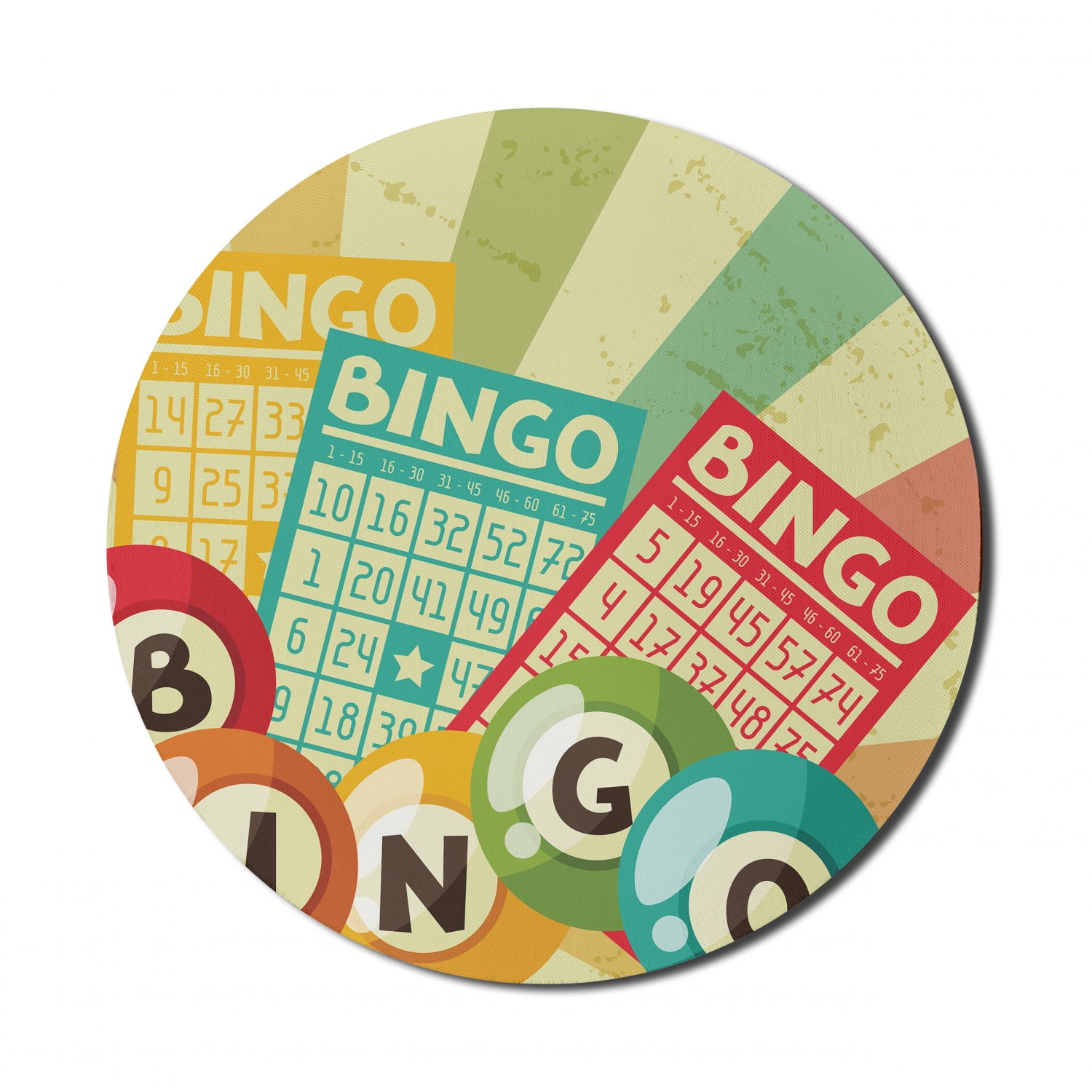 Vintage Mouse Pad for Computers, Bingo Game with Ball and Cards Pop Art