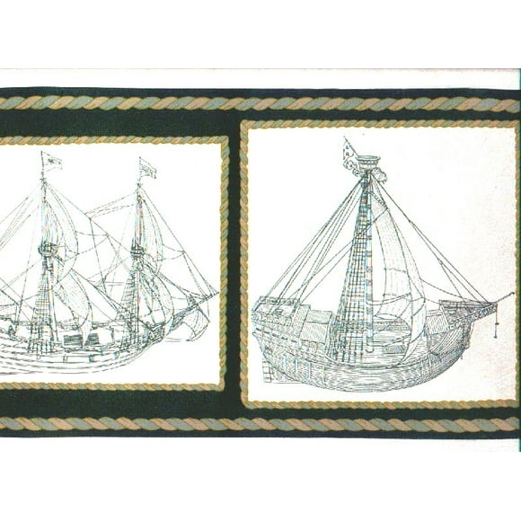 Bordure de Papier Peint Bateaux Croquis B8556DHO