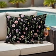 thumbnail image 4 of Spring Summer Flower Outdoor Pillow Covers Pack of 2 Eucalyptus Leaves Countryside Black Waterproof Throw Pillow Covers Decorative Cushion Cases for Patio Garden Tent Balcony Couch 16x16 inch, 4 of 9