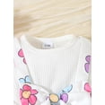 thumbnail image 4 of Suealasg Toddler Girl Fall Winter Clothes 6M 12M 18M 2T 3T Infant Baby Girl Flower Print Bowknot Long Sleeve Tops Flare Pants Headband 3Pcs Autumn Clothes Set, 4 of 8