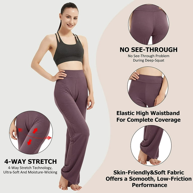 High Waist Solid Stretch Sports Flare Pants, Wide Waistband Tummy Control  Skinny Sports Flare Leggings, Women's Activewear