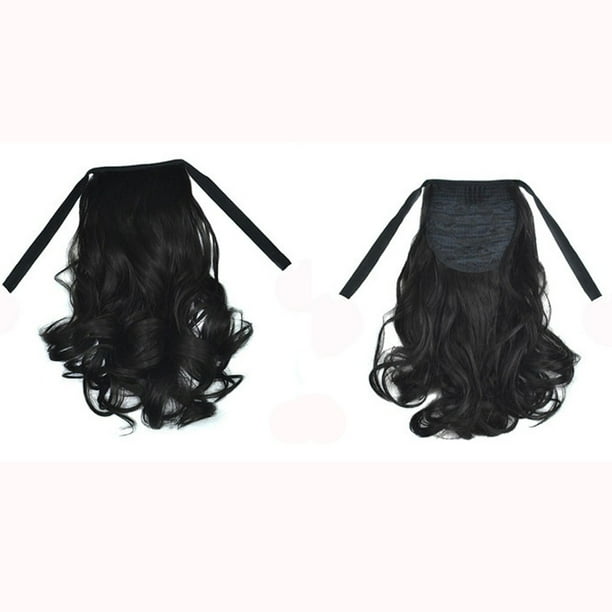 Pelucas con flequillo para mujer, peluca ondulada suelta para mujer, cinta ondulada, rizada, cola de caballo corta, extensiones de cabello, pieza de cabello