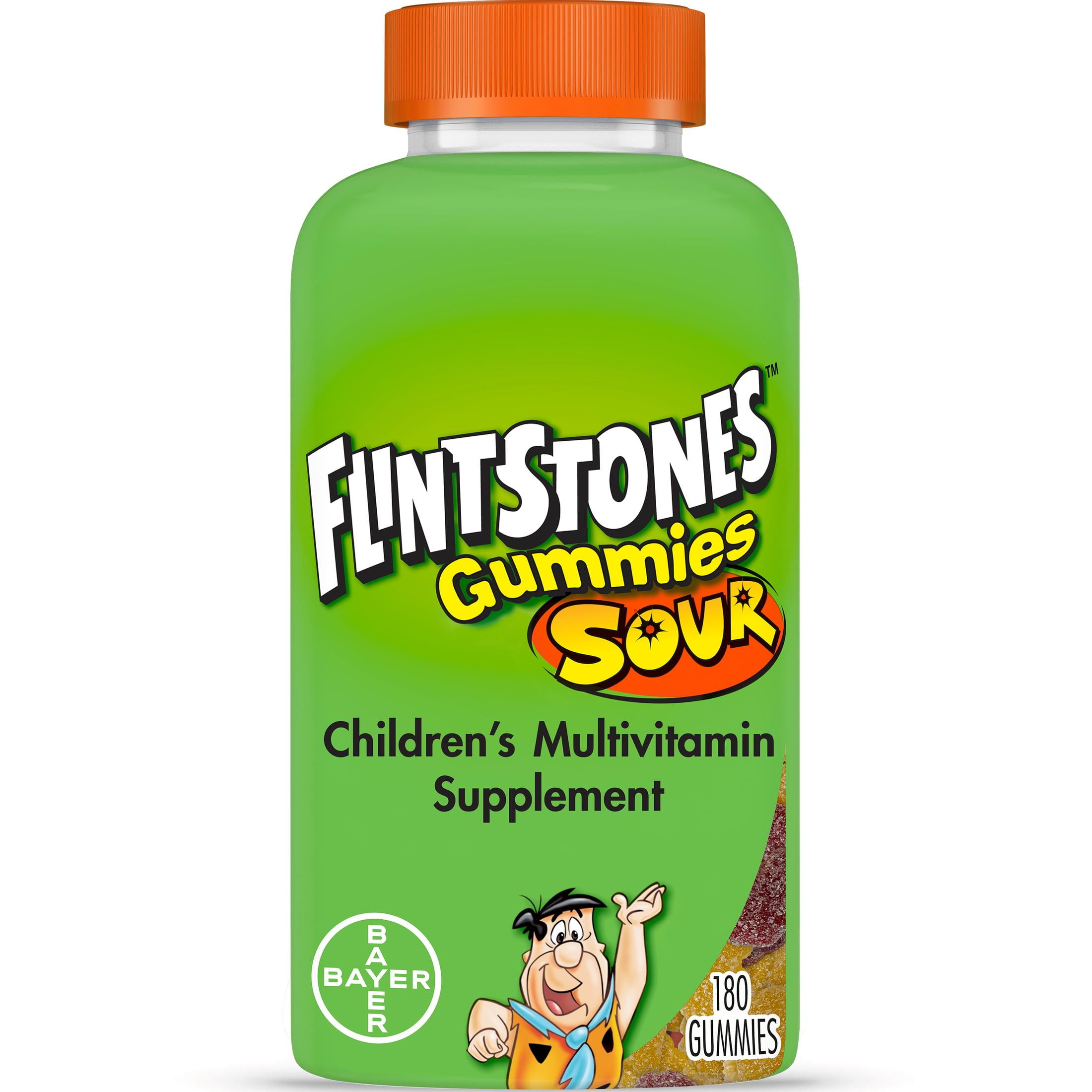 Flintstones Sour Gummy Kids Vitamins with Vitamins C, B6, A & D, 180 Count