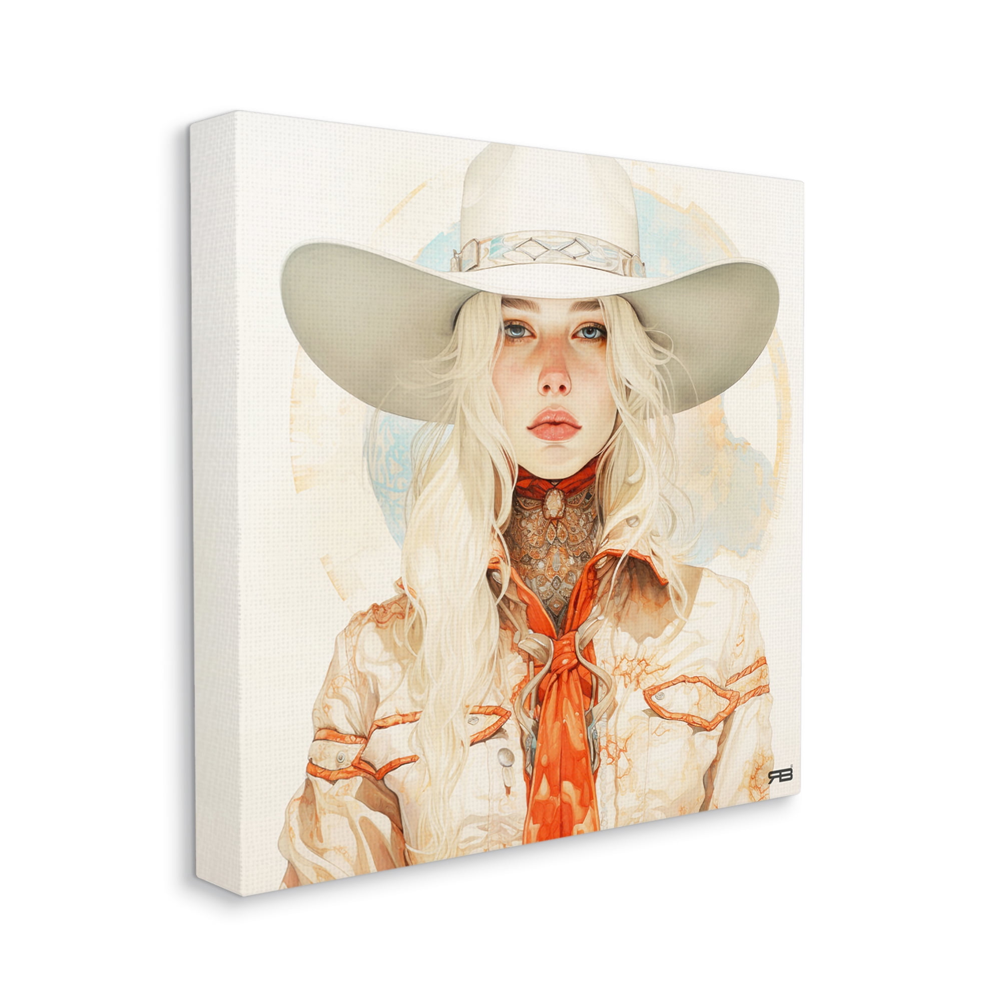 Stupell Industries Subtle Blonde Cowgirl Abstract Painting Gallery Wrapped Canvas Art Print Wall Art, 17 x 17