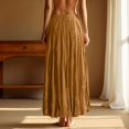 thumbnail image 5 of NANAIQ Maxi Skirts for Women 2025 - Long Flowy Pleated Pure Color Skirt, Casual Soft Casual Beach Skirt, Spring Summer Trendy Skirts for Women Daily Wear Coffee XL, 5 of 9