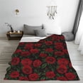 thumbnail image 5 of Honeii Rose Print Fleece Blanket - Throw Blanket for Bed, Sofa, Couch, Camping, and Travel , Microplush Ultra Soft Warm Blanket-40"x30", 5 of 7