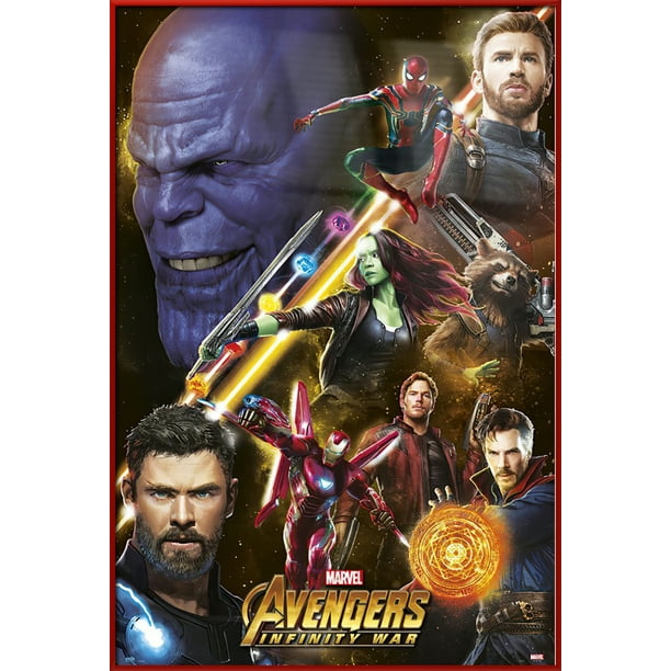 Avengers: Infinity War - Framed Movie Poster (Thor Iron Man Dr. Strange  Star-Lord Spider-Man Captain America Rocket Thanos) (Size: 25
