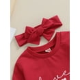 thumbnail image 6 of Baby Girl Valentine Day Outfits 3M 6M 12M 18M Long Puff Sleeve Heart Letter Print Romper with Headband Set Infant Clothes, 6 of 10