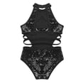 thumbnail image 4 of YONGHS Kids Girls Shiny Sequined Halter Neck Leotard Ballet Gymnastics Bodysuit 4-14 Black 12, 4 of 7