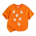 thumbnail image 2 of Weebloom Kids Halloween T Shirts Pumpkin Print Short Sleeve Tees Comfortable Casual Shirt Youth Fashion Basic Tee Cute Dailywear Orange 5-6 Years, 2 of 4