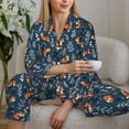 thumbnail image 6 of Salouo Playful Foxes Forest Blues Pattern Women's Pajamas Set Long Sleeve Button Down Sleepwear Soft Pj Lounge Sets for women 2 Piece Pjs Set with Long Pants-X-Large, 6 of 7