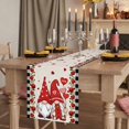 thumbnail image 2 of Table Runners 90 Inches Long Dress Scarves, Valentines Day Farmhouse Coffee/Dining/Kitchen Table Runner for Living Room, Country Gnomes Love Rose Black White Plaid 13x90 Inch, 2 of 9