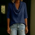 thumbnail image 5 of Warop Womens 3/4 Sleeve Tops Fall Cowl Neck Shirts Solid Office Business Dressy Casual Outfits, 5 of 6