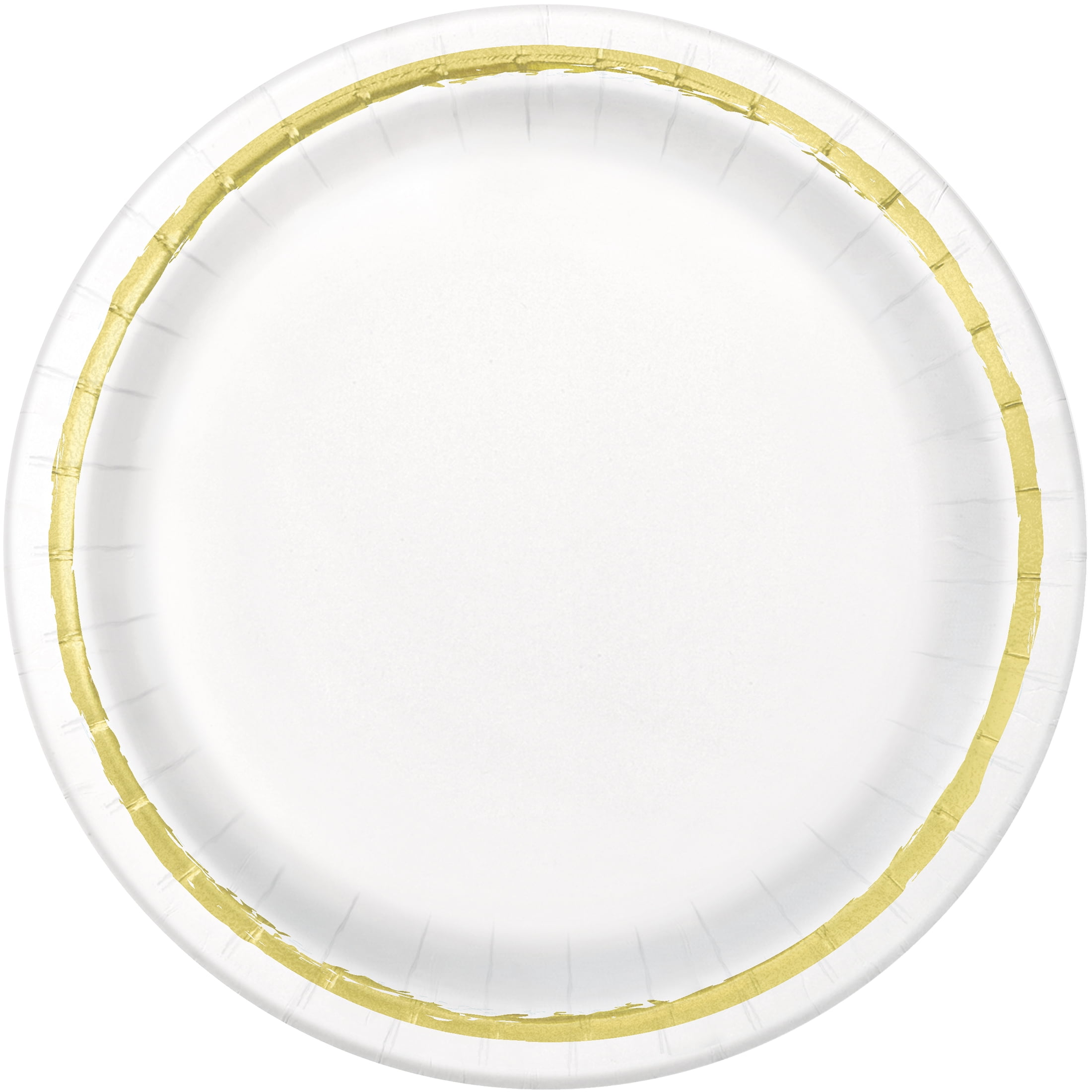 Way to Celebrate! Gold Painted Stripes Paper Dinner Plates, 9in, 8ct