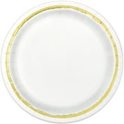 Gold Painted Stripes Paper Dinner Plates, 9in, 8ct