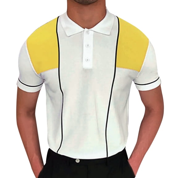 Sngxgn Mens Short Sleeve Regular Fit Polo(Yellow,XL)