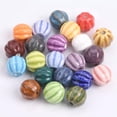 thumbnail image 2 of U8MO 5pcs Pumpkin Shape 12mm~13mm Handmade Glazed Ceramic Porcelain Loose Beads-White, 2 of 4