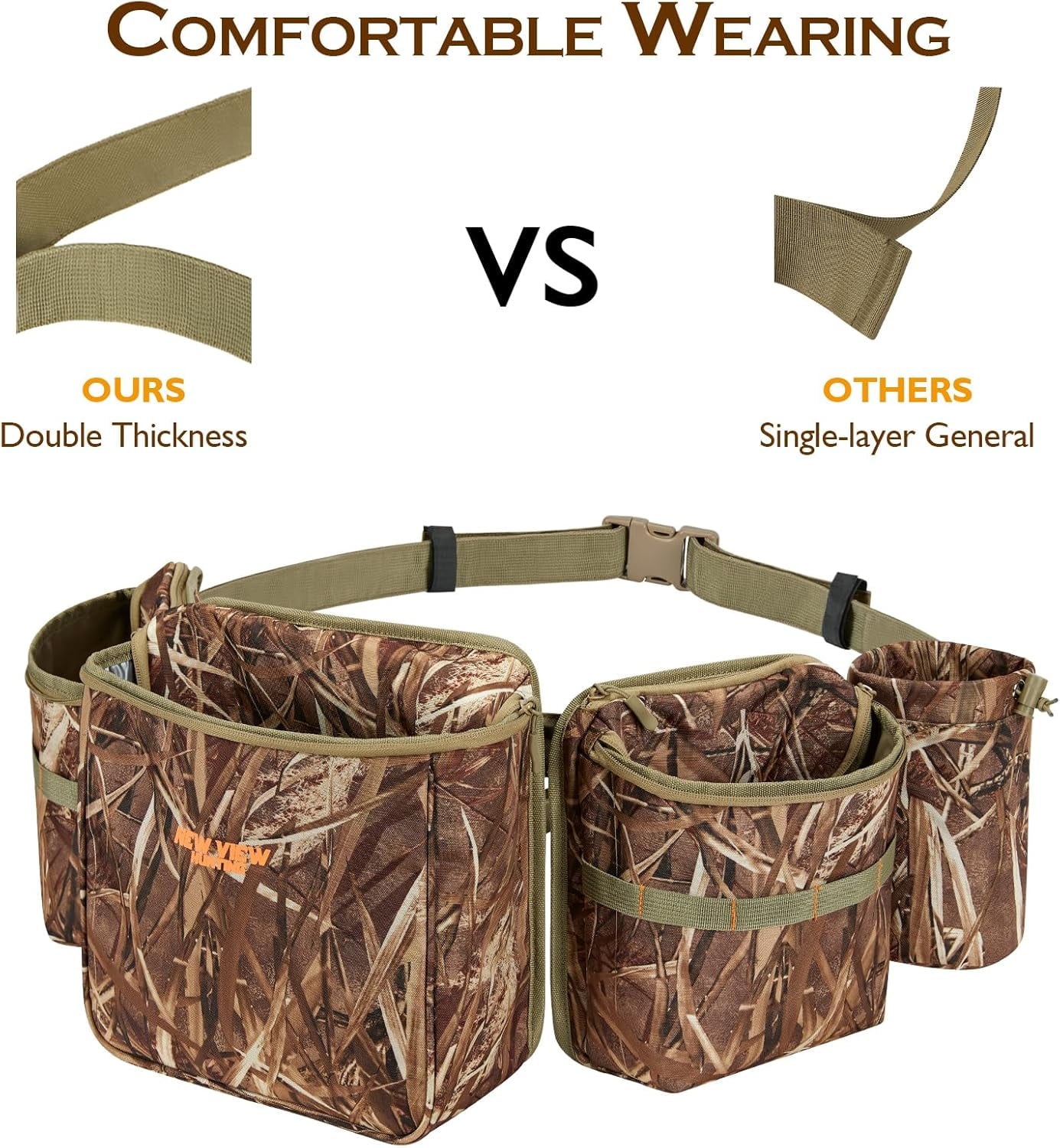NEW VIEW Dove Hunting Bags & Belts, Camo Fanny Pack with Shotgun Shell Pouch & Game Bag, Belt for Pheasant Bird Duck Upland for Hunter