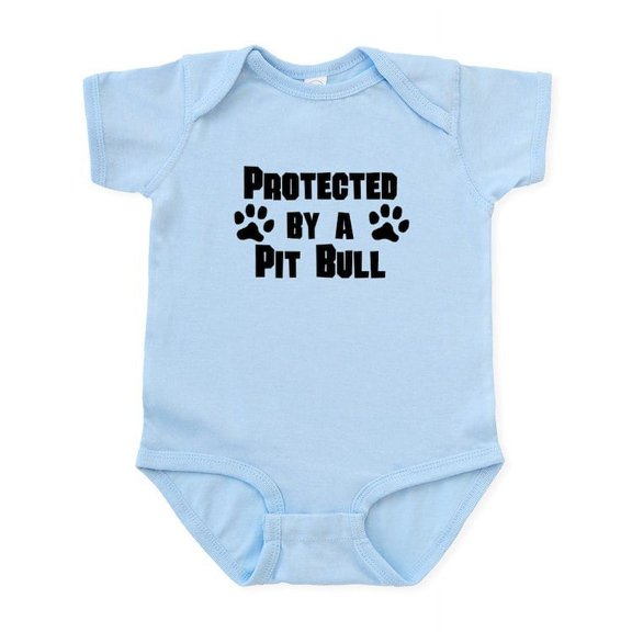 CafePress - Protected By A Pit Bull Body Suit - Baby Light Bodysuit, Size Newborn - 24 Months