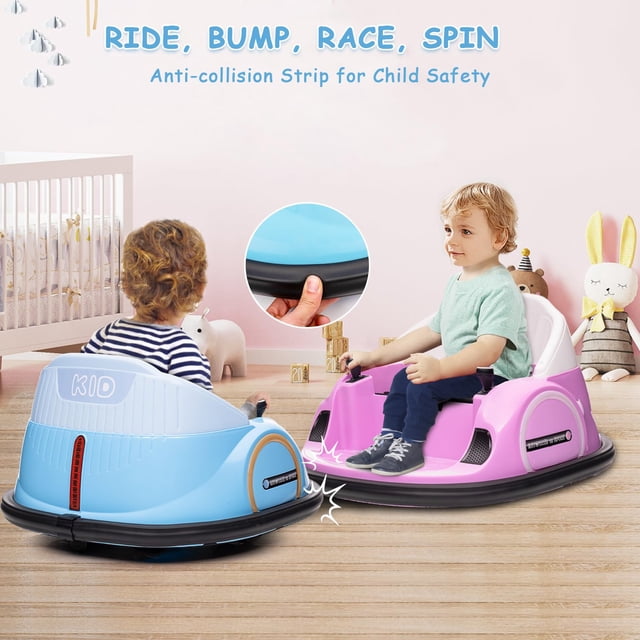 EDTara 12v Kids Ride On Bumper Car, Electric Ride On Toy for Toddlers With Remote Control, 360° Spinning, Power Display, Led Lights, and Built-In Music