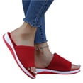 thumbnail image 3 of Willtoo Women's Slides Elastic Band Wide Width Wedge Casual Summer Sandals Flats Comfortable Orthopedic Slipper, 3 of 5