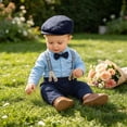 thumbnail image 5 of Lovzfmll 4-Piece Boy's Set, Polka Dot Bodysuit & Bib Pants & Hat & Bow Tie, Formal Wear for Toddler, 18-24 Months, 5 of 6