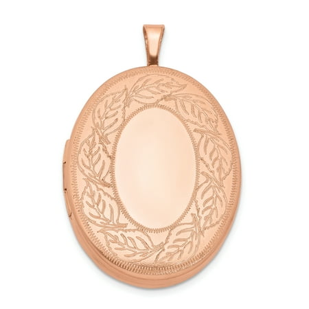 925 Sterling Silver Rose Gold Plated 26mm Leaf Border Oval Photo Pendant Charm Locket Chain Necklace That Holds Pictures