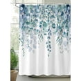 thumbnail image 2 of Fsddascl Teal Blue Eucalyptus Leaves Shower Curtain Set - Extra Long 72" x 96" Bathtub Curtain with 12 Hooks, Spring Floral Summer Botanical Waterproof Fabric Stall Shower Curtains for Bathroom, 2 of 6