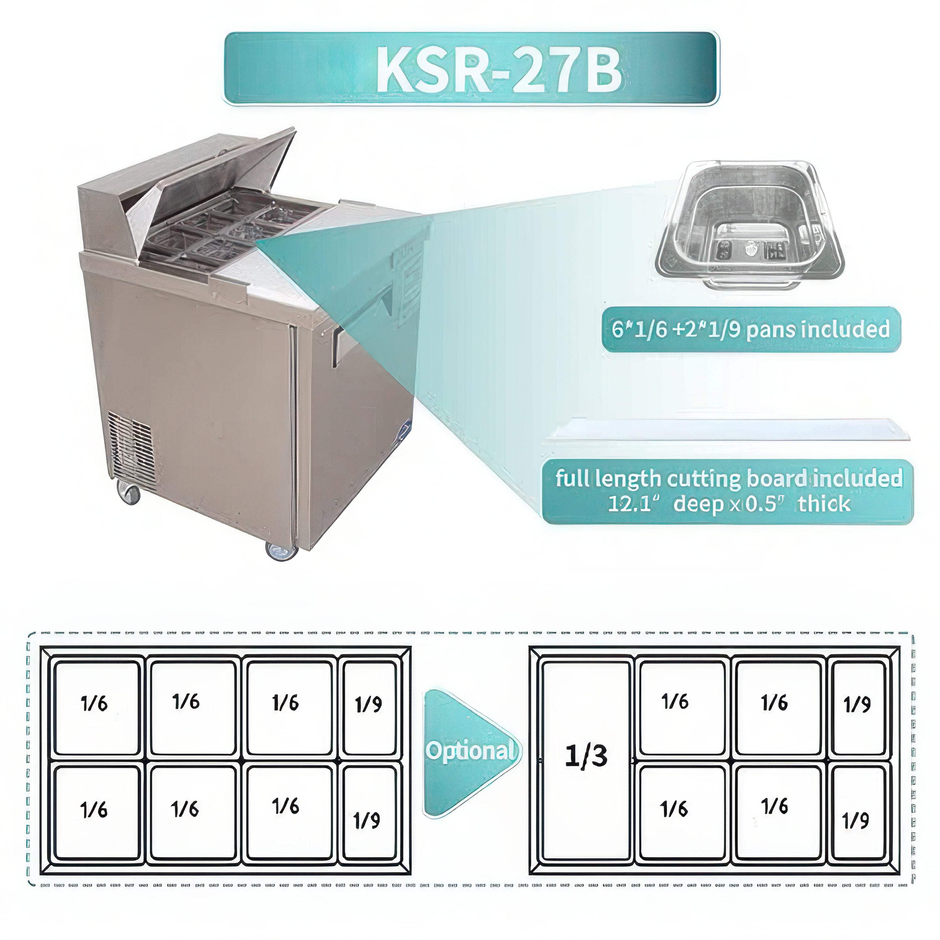 DURING D-KSR-27B 27" 1-Door Sandwich  Salad Prep Table Commercial Refrigerator in Stainless Steel