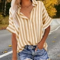 thumbnail image 4 of Byworldtasic Short Sleeve Summer Tops for Women Casual Button Down Shirts Striped Business Work Blouses, 4 of 6