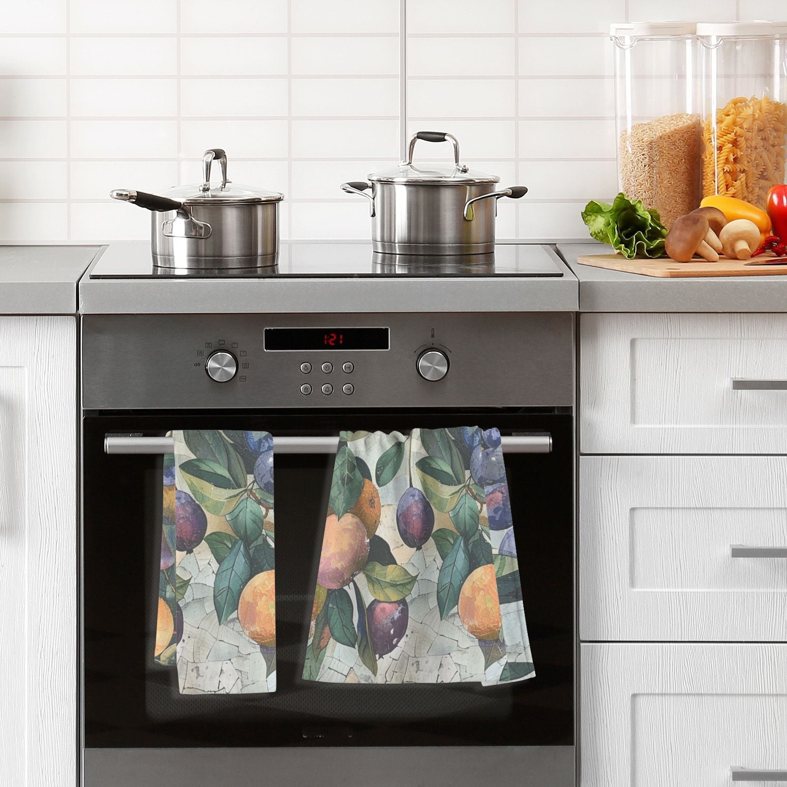 Fruit Leaves Print Hand Towels Cotton Bath Towels Large Face Towels Absorbent for Bathroom 2 Packs