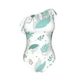 thumbnail image 7 of Fotbe Leaf Print Green Women's One Piece Swimsuits One Shoulder Swimwear Ruched Tummy Control Bathing Suits Cutout Monokini-Large, 7 of 7