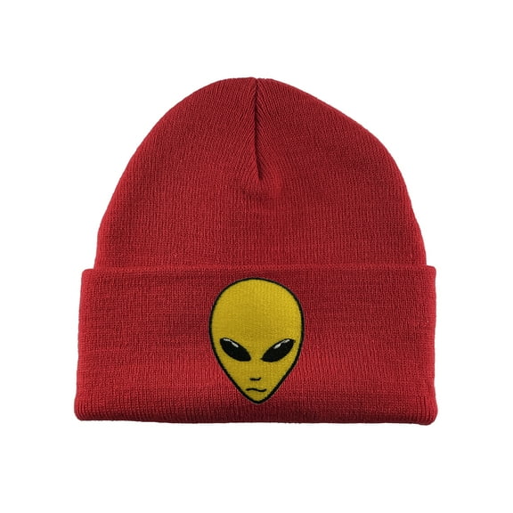 Gravity Threads Alien Head Patch Cuffed Beanie - Red