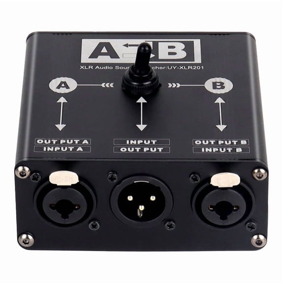 Passive 2 in 1 Out or 1 in 2 Out XLR Balanced Audio Source Switcher Box Manual  for Microphone Sound Card Mixer