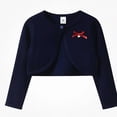 thumbnail image 2 of Afuyipoi Girls Bow Detail Button Front Knit Cardigan Sweater 100% Cotton Cape for Kids Size 1-13Y Fall Casual Style Navy Size 3T, 2 of 2