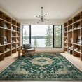 thumbnail image 2 of ODIKA 9'x12' Washable Area Rug Forest Sage Bold Distressed Border Ornate Scroll Decorative Alfombra for Master Suite, California King, Under Bed, Non-Shedding, Easy Care, 2 of 7