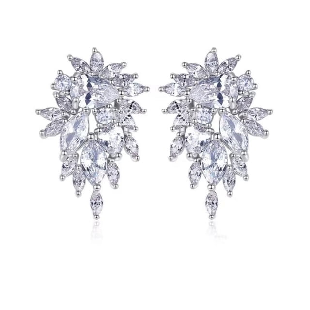 Pendientes de boda para novias, damas de honor, pendientes de tuerca con circonita cúbica de cristal para mujer, baile de graduación brillar Electrónica