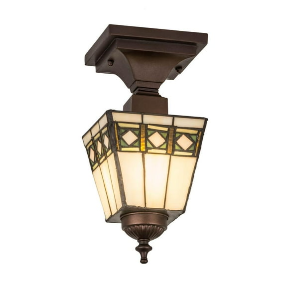 Meyda Tiffany 139925 Diamond Band Mission 7" Wide Semi-Flush Ceiling Fixture - MultiColor