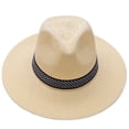 thumbnail image 2 of UDIYO Men Wide Brim Straw Panama Roll up Hat Fedora Beach Sun Hat UPF50+, 2 of 6