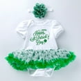 thumbnail image 2 of Coerni Baby Girl My 1st St Patricks Day Outfit Short Sleeve Ruffle Tutu Romper Dress with Headband 2Pcs Toddler Clothes Set, 2 of 7