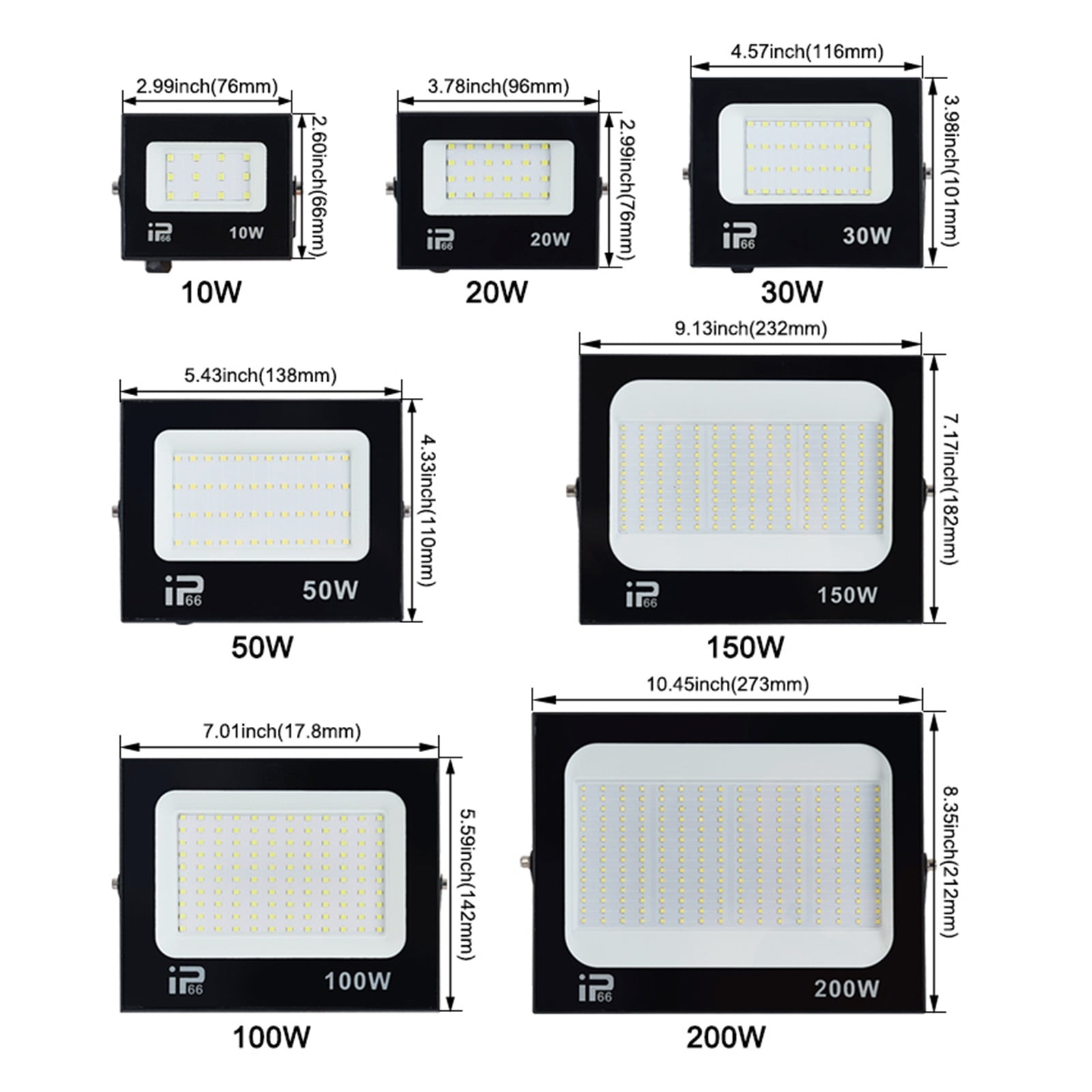 LED Flood Light Waterproof Outdoor Spotlight 200W 150W 100W 50W 30W 20W 10W Projector Street Light Wall Lamp Garden Light ,Power Saving