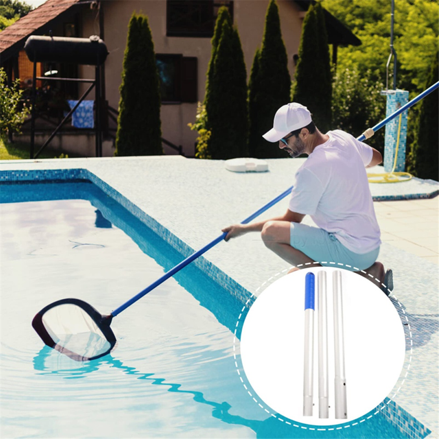 Fish Basket Pole Swimming Pool Fishing Rod Metal Pool Brush Skimmer for Pool Swimming Pool Skimmer Pool Cleaner Pole A