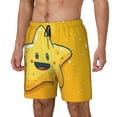 thumbnail image 1 of Cauagu Happy Cartoon Star Print Mens Swim Trunks Quick Dry Board Shorts Swim Shorts with Compression Liner Bathing Suits-X-Large, 1 of 6