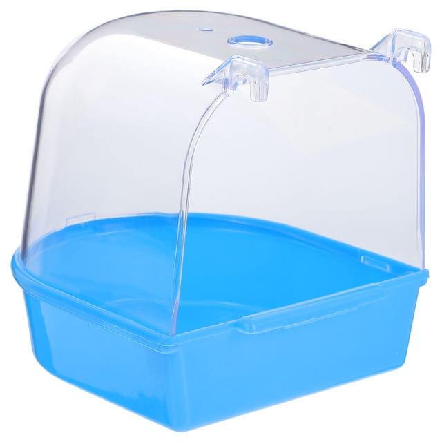 Baño para pájaros con jaula, con múltiples jaulas y cubierta para pájaros pequeños, canarios, periquitos y loros (azul)